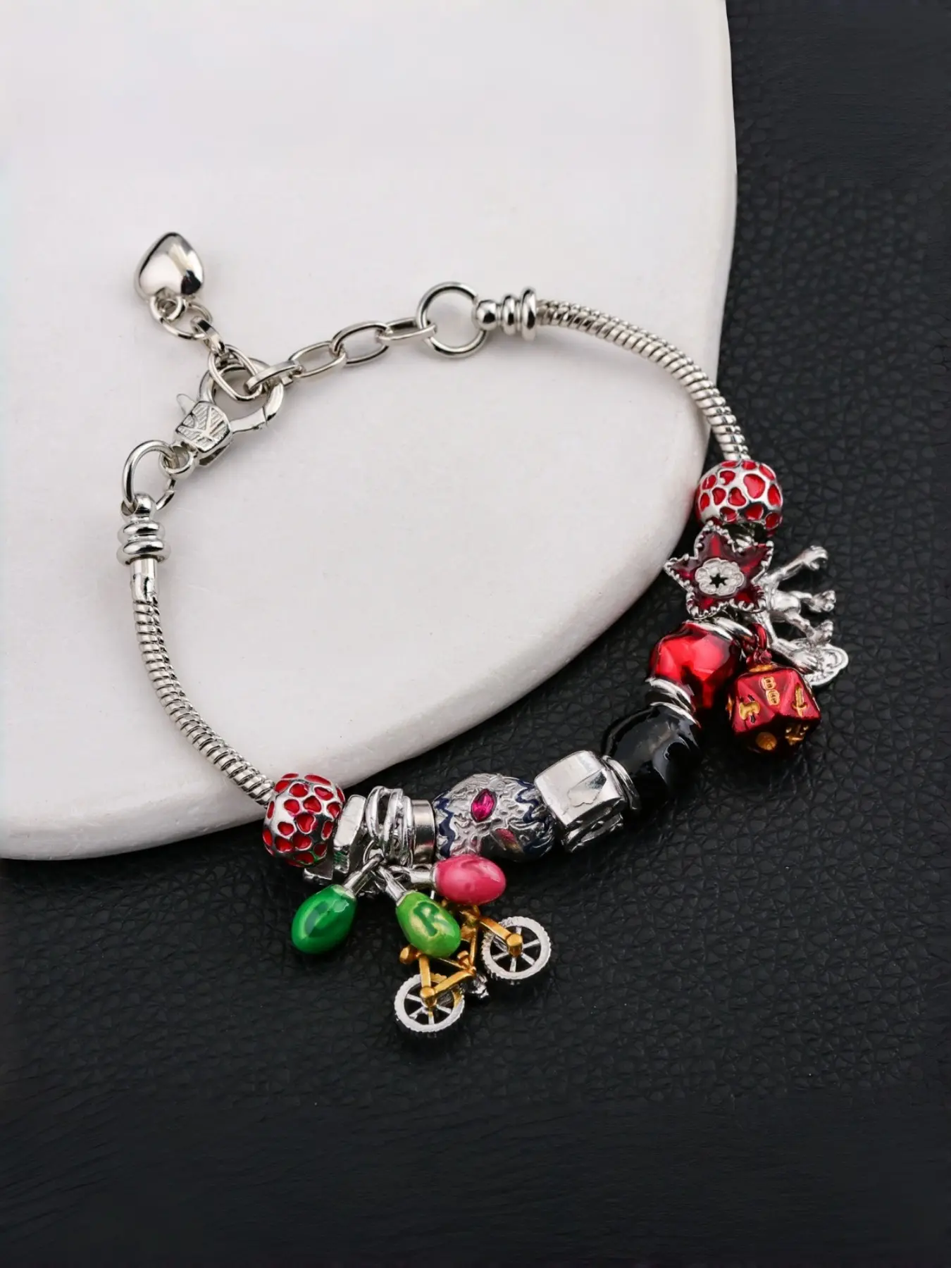Stranger Things DIY Beaded Light Bulb Carnivorous Plant Bicycle Bracelet, Fashionable Versatile Gift, Movie Peripheral Snake Bone Bangle, Bead Bracelets, Jewelry Bracelet