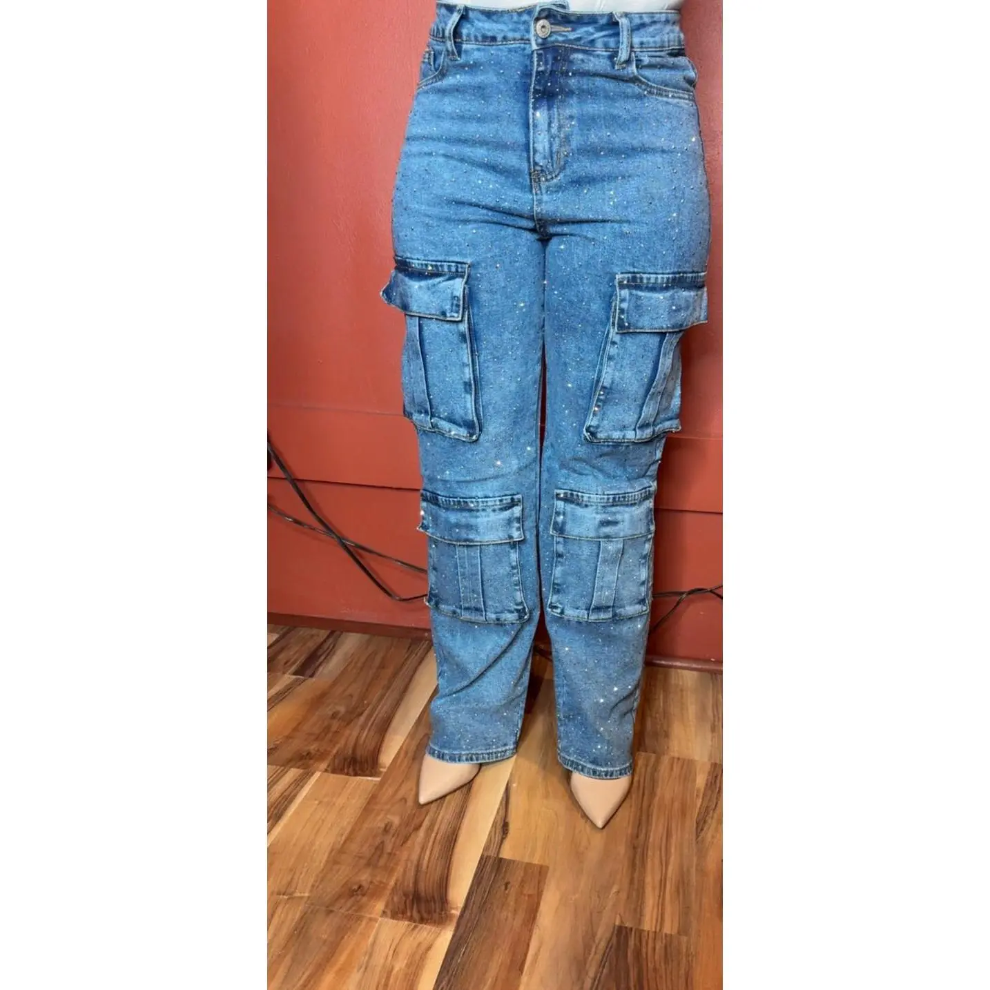 Y2K Rhinestone Cargo Jeans