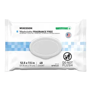 McKesson Fragrance-Free Personal Cleansing Wipes, 12.5 x 7.5 Inch, 48 Count