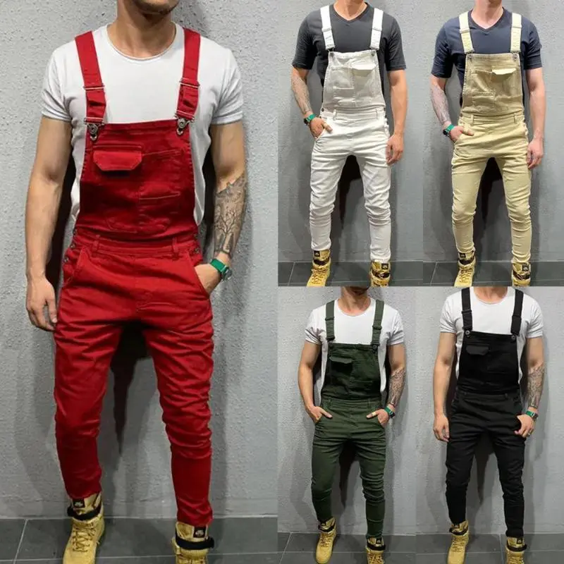 baggysweatpantsmenMen'sDenimDungareeBibOverallsJumpsuitsBikerJeansPantsTrousersPlusSizeMensCasualOveralls
