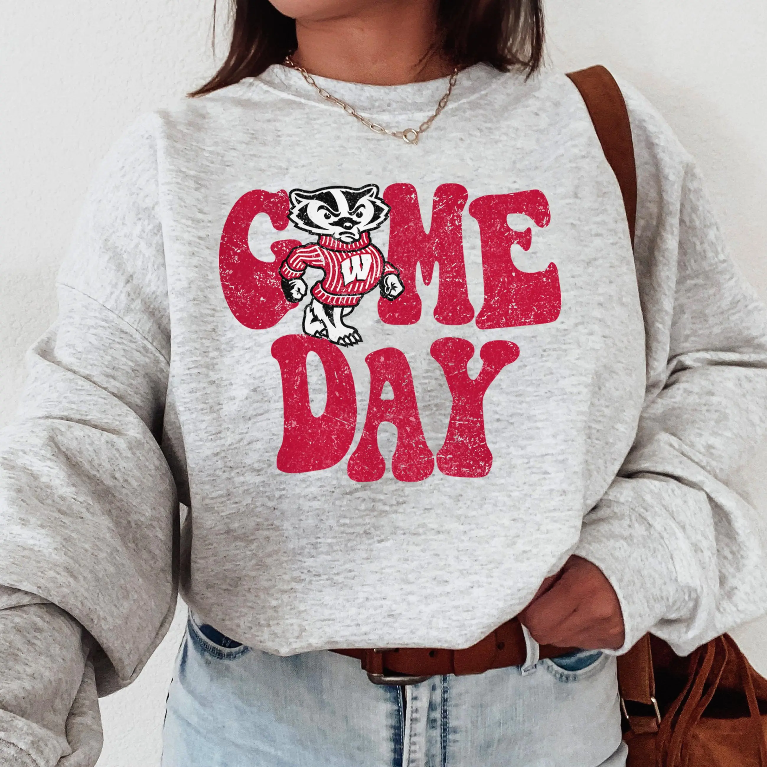 Game Day Wisconsin Badgers Vintage Sweatshirt, University of Wisconsin Unisex Sweatshirt, Game Day Sweatshirt, Gift For Fans