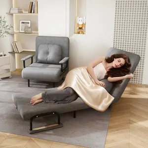 Folding Sofa Bed 3-in-1 Convertible Chair - 5-Position Adjustable Backrest with Pillow, Space-Saving Sleeper for Living Room, Bedroom & Office