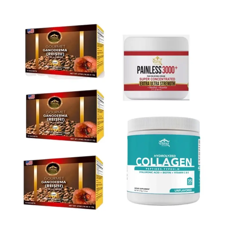 Eternal Spirit Beauty- Combo Ganoderma Coffee with Collagen for Radiant Skin & Joint Support Hydrolyzed Collagen & Reishi Blend for Immunity & Focus