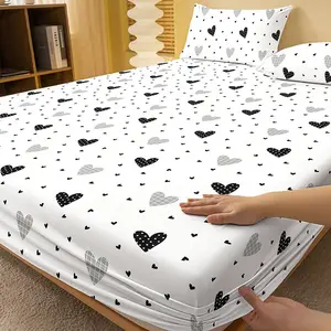 1PC Printed Fitted Sheet, Soft Breathable Sheet, bed sheets, Machine Washable, Soft & Comfortable, Anti-Slip & Non-Curl Design, Warm & Skin-Friendly for All Seasons, Festive Home Decor, Bedding Supplies (No Pillowcase Included)