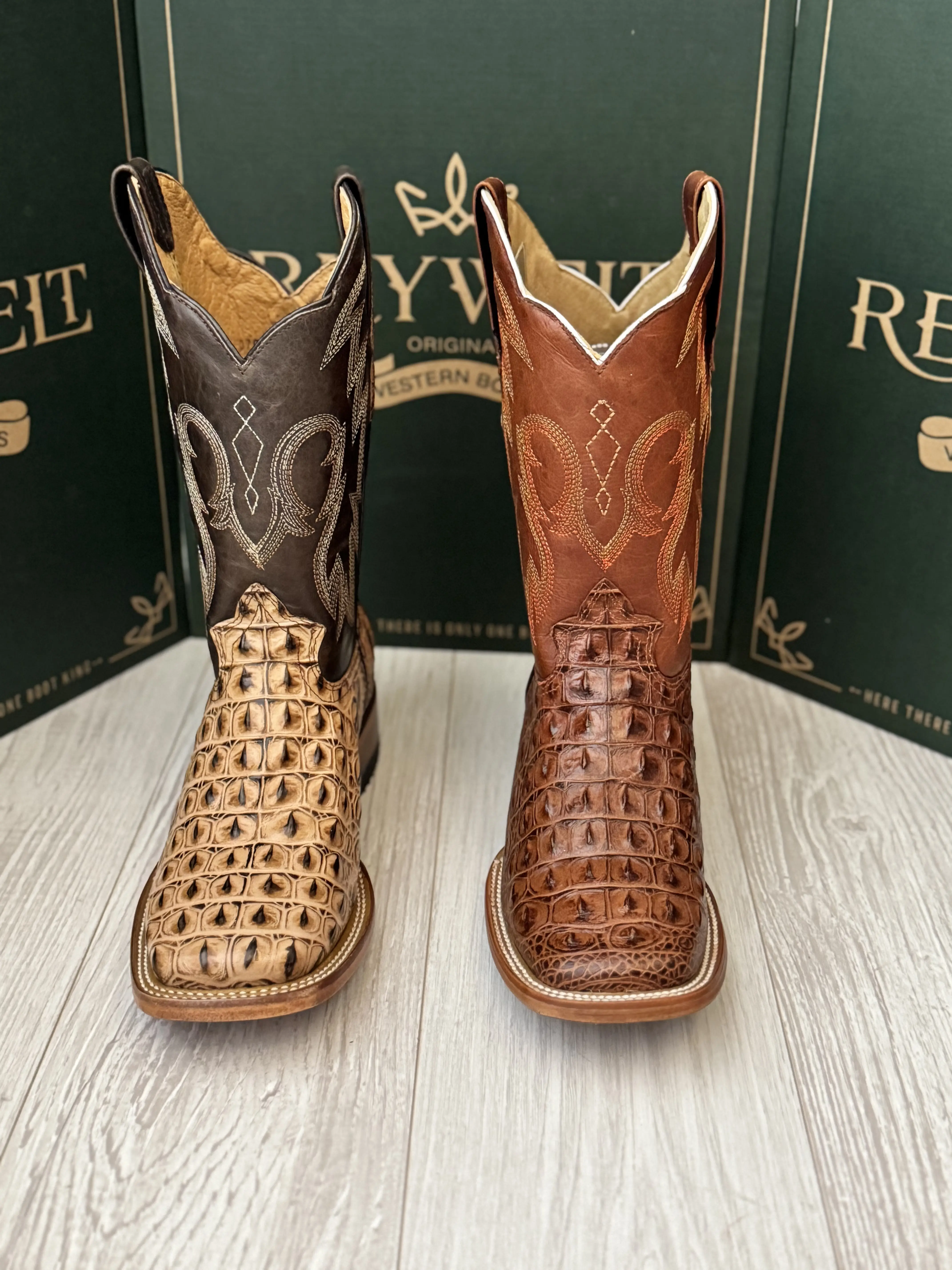 070 Lomo Embossed Cowhide Square Toe Mens Western Bota Vaquera Made in Mexico Shedron and Orix