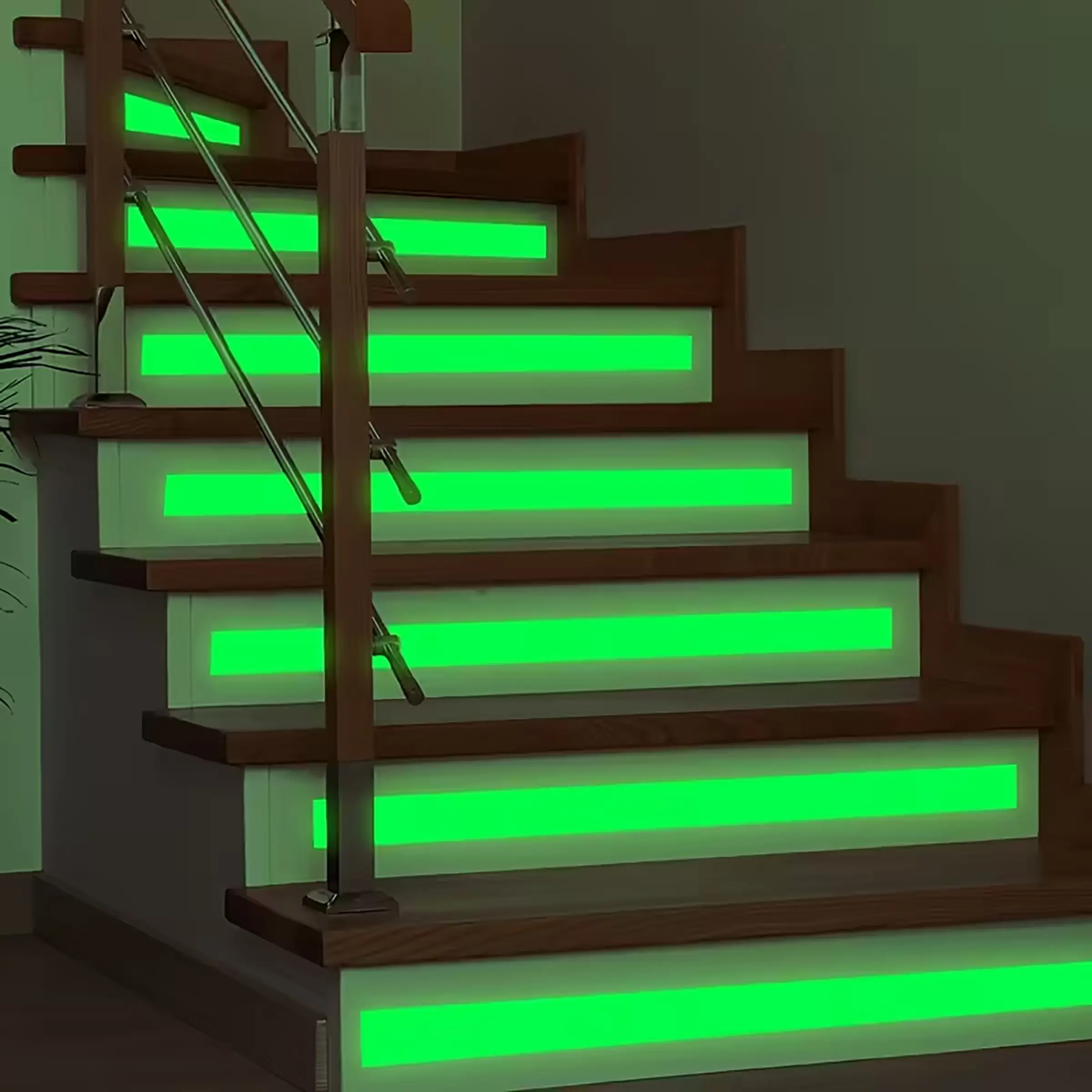 1 Pc Glow-in-the-Dark Luminous Stair Tread and Door Frame Decal, Self-Adhesive Removable PVC Home Decor Wall Sticker, Waterproof 1.57 × 79-Inch Roll, for Feature Wall and Window Frame