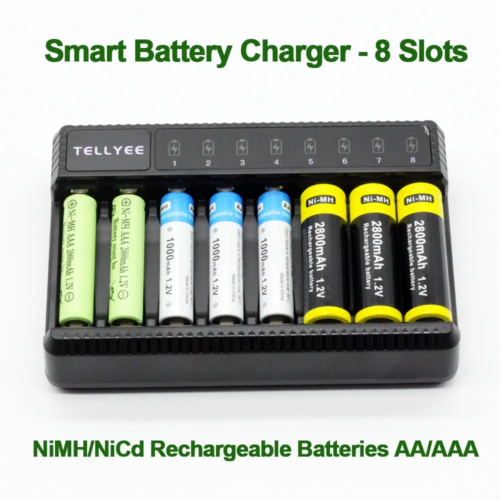 8 Slot Smart Battery Charger, Multi Charger, Minimalist Tech Style, Independent Display Fast Charging, Overcharge Protection, Essential for Home/digital Devices