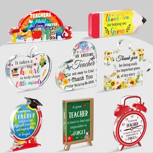 Acrylic Teacher Appreciation Gift, 8 Counts/set Colorful Creative Bulk Gift for Teacher, School Classroom Office Desk Accessories, Decor, Acrylic Desktop Decoration