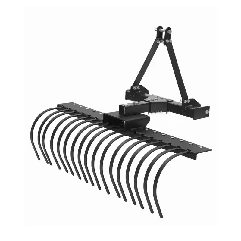 Gaomon 50-inch 3 Point Hitch Tractor Landscape Rake - Category-0/Cat-1 Compatible, 360-Degree Angle Adjust Rotation, 5-Angle Precision Adjustment, Replaceable Spring Steel Tines, for Arena Raking & Grooming, Brush Clearing