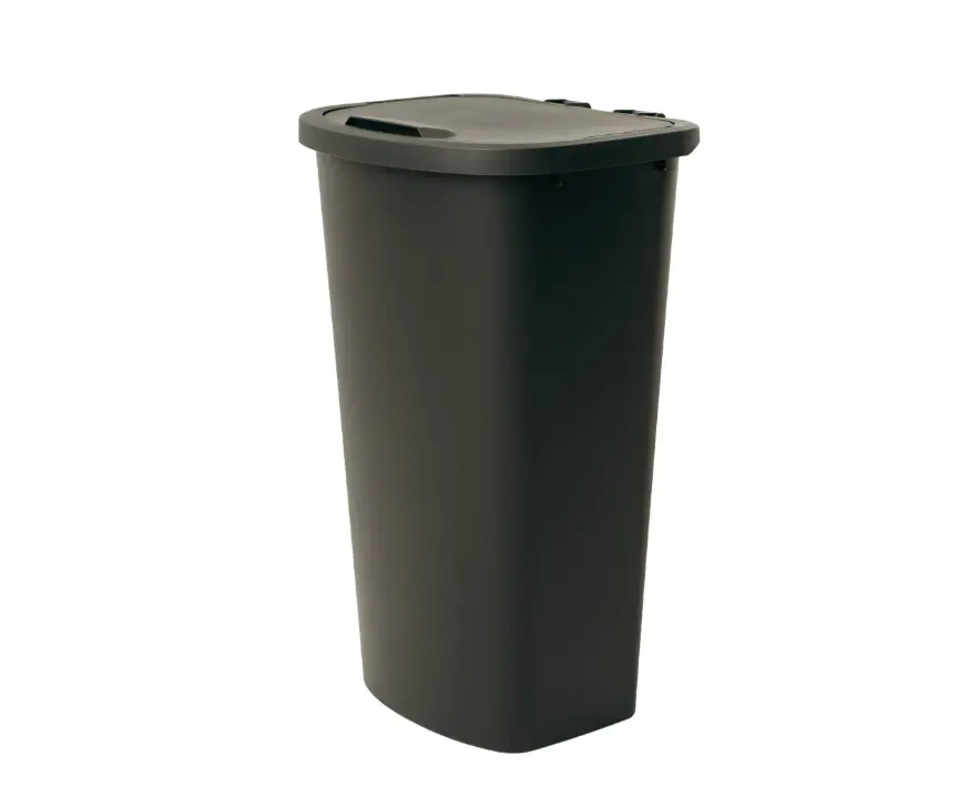 11 Gallon Trash Can, Plastic Lift Top Kitchen Trash Can, Black