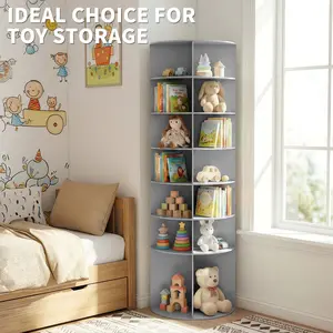 7-tier, 360 °   rotating wood-plastic composite shoe rack, 60*60*184cm, gray