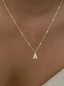 Initials Pendant Necklace for Women, Fashion Jewelry for Party, Daily Clothing Decor, Trendy All-match & Exquisite Jewelry for Birthday Gift, Cuban Link Design Necklace, Minimalist Necklace, Personalized Initial Necklace, Dainty Initial Necklaces