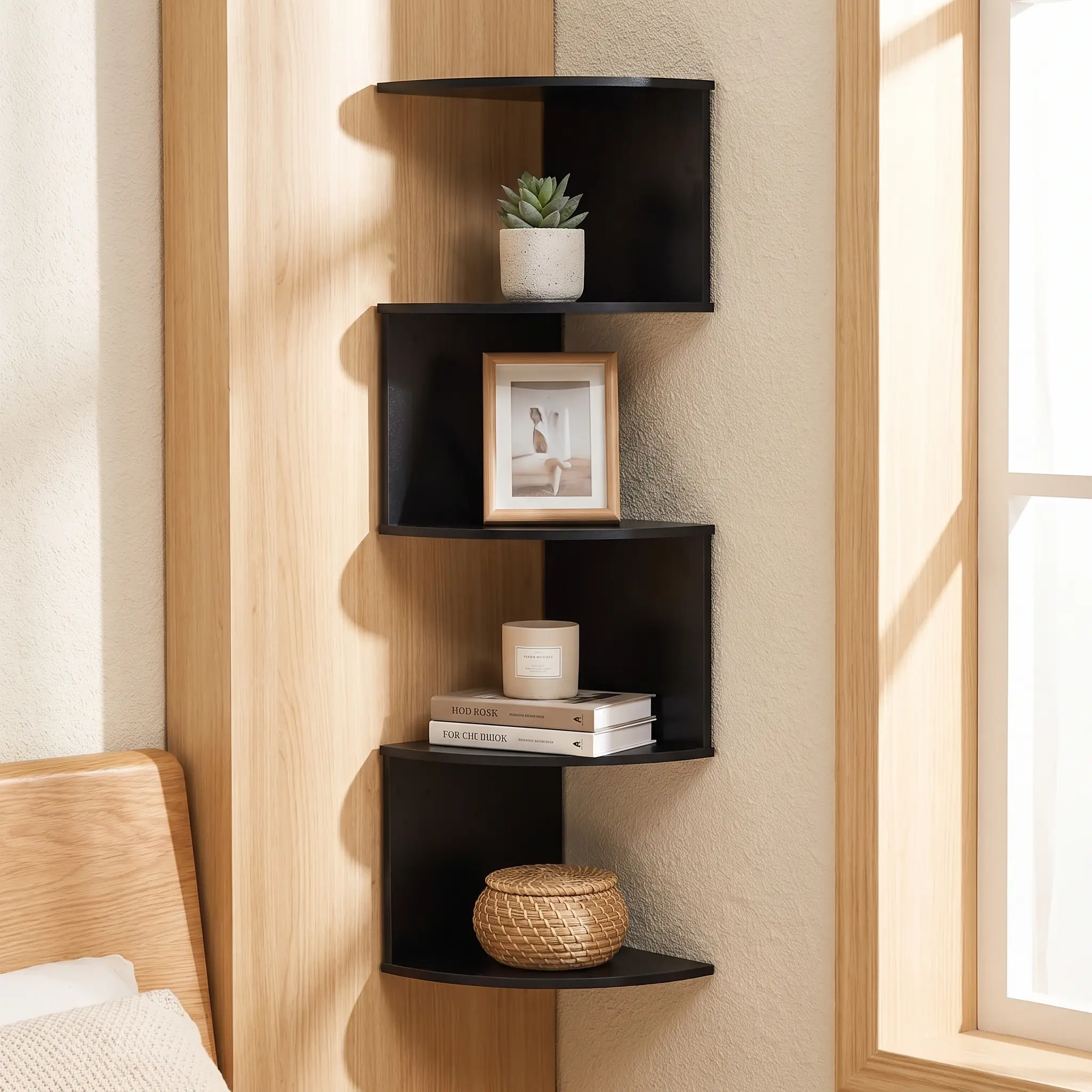 Triangular Corner Wall Shelf, Wall Mounted Storage Rack for Bedroom, Bathroom and Kitchen
