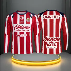 25 26 Chivas de Guadalajara Mexico LIGAMX Home Red Long Sleeve Soccer Jersey Fans Version Breathable