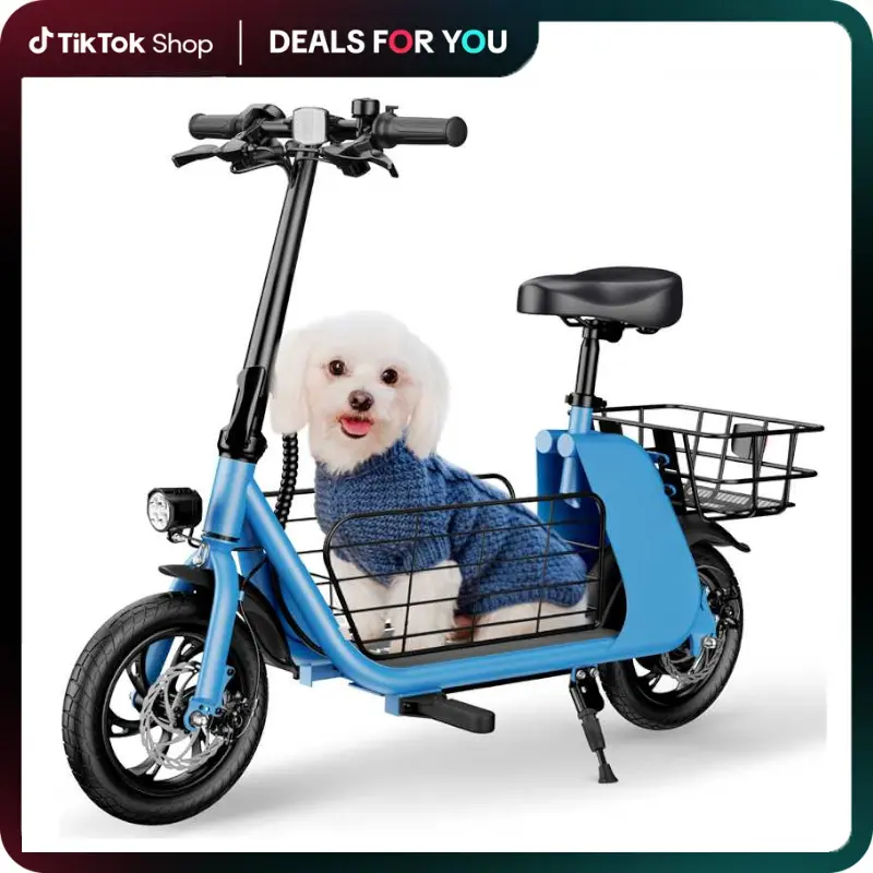 Windhorse C2-Cargo Electric Scooter with Seat & Basket - 450W Motor, 20-Mile Range, Foldable Design, Dual Disc Brakes - for Commuting, Pets & Cargo, 265 lbs Load Capacity