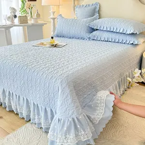 French Princess Bedding Set, Bed Sets, 3-Piece (1 Fitted Sheet + 2 Pillowcases), Polyester Fiber, Elegant Bedroom Decor, All Seasons Use