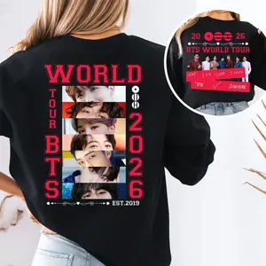 Kpop Music Word Tour Jersey, World Tour T-Shirt Kpop Merch for Fan, 2026 Army Concert Outfit