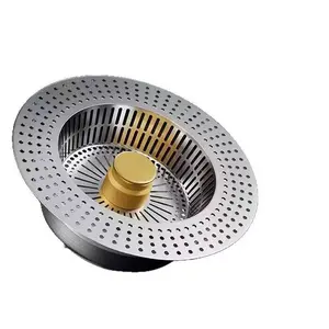 Upgrade Your Sink! Stainless Steel Kitchen Sink Filter Sink Universal Sink Bounce Core Drainer kitchen Sink Drain Strainer 3-in-1 Brass Finish Stainless Steel Drain Stopper odor isolation anti-clog Steel Sink Stopper kichen Debris Convenience Metal
