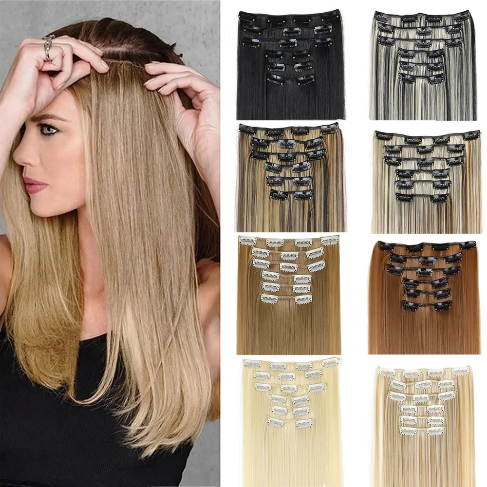 6-Piece Clip-In Straight Hair Extension Set (Western Style)