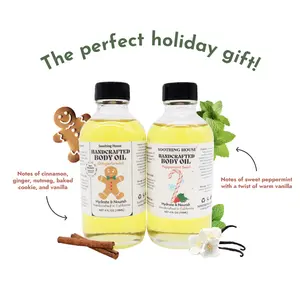 PepperSpice Body Oil Bundle - Gingerbread Cookie Body Oil & Peppermint Swirl Body Oil Moisturizing Scent Silky Nourishing Smooth