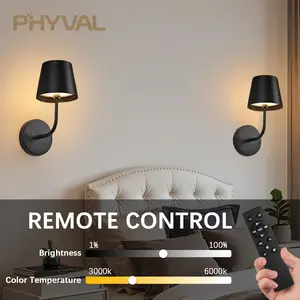 2-Pack LED Wall Lights, Remote Control, Dimmable Timer, Rechargeable Touch Control, Indoor Lighting for Bedroom Office Hallway