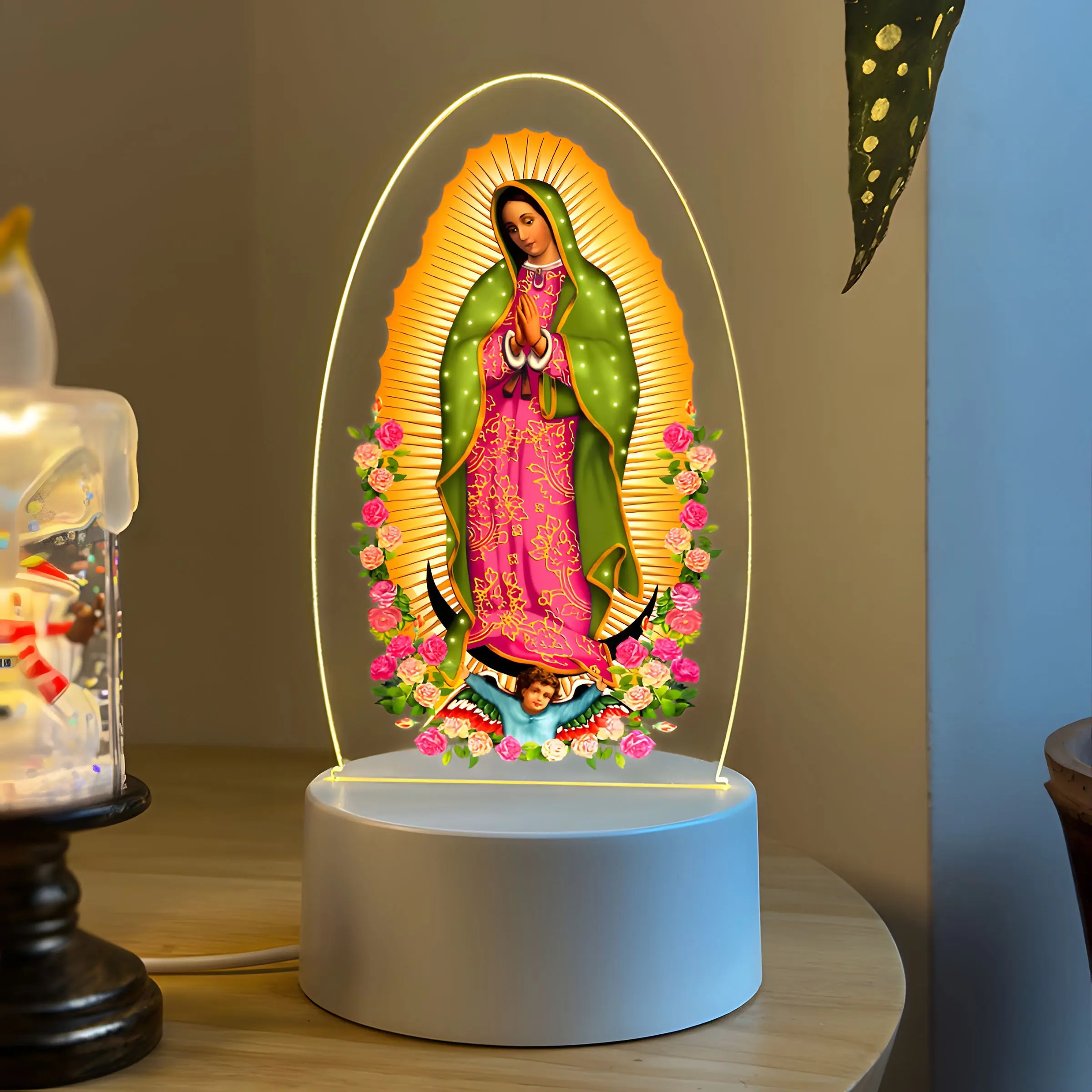 Acrylic LED Night Light with Holy Grace Symbol, USB Powered Ambient Lighting, Decorative Night Light, Religious Home Decor, Decorative Lights, Bedroom, Kitchen, Living Room, Prayer Room