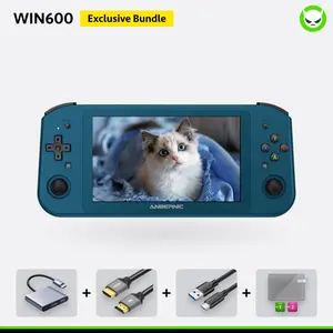 Anbernic WIN600 Handheld Game Console【Buy 1 Get 1 HDMI 8K Cable+1 Multi-port Adapter+1 Screen Protector+1 Charging Cable】Windows 5G WiFi 4.2 Bluetooth AMD Athlon 3050e 5.94-inch OCA Full Lamination IPS Screen 1280*720 Ready to Play Gift Package