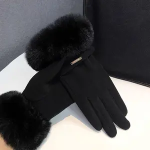 Women's Winter Gloves, Gloves for Cold Weather, Warm Windproof Cycling Fleece Lined Fingerless Outdoor Gloves, Christmas Halloween Gift for Girls