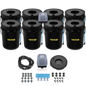 Hydroponic Grow System, 8 five Gallon Bucket, Deep Water Culture Hydroponics Grow Kit with Pump, Air Stone and Water Level Device, for Indoor/Outdoor Leafy Vegetables