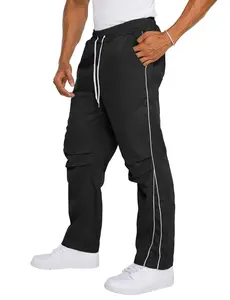 Ouber Men's Baggy Stripes Sweatpants Lightweight Athletic Workout Track Pants for Gym