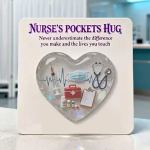 Heart-Shaped Motivational Emotional Statue, Acrylic Desktop Decoration, Decorative Plaque, Nurse's Pocket Hug Card, Emotional Token & Gift, Suitable for Room Decoration & Holiday Gifts
