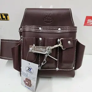 Zeluga Electrician Tool Pouch - Cherry  Leather Tool Organizer with Multiple Pockets and Keychain