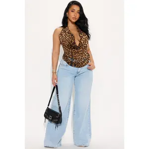 Zaylee Sheer Leopard Halter Top - Leopard
