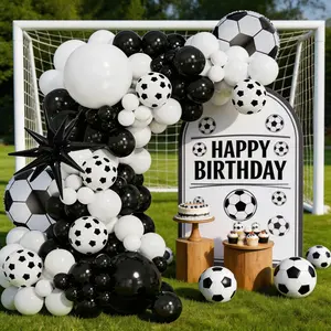 102pcs Football Theme Balloon Arch Set, 18 Inch Soccer with Exploding Star Foil Balloons, Championship Event Party Decorations, Happy Birthday