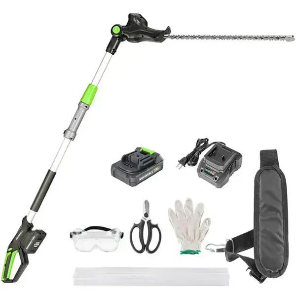 NovorikX Pole Hedge Trimmer Cordless 20V with Battery Powered 20-Inch Electric Hedge Trimmers 15-FT Reach with Extension Pole Multiple Angles for Shrubs Pruning Bush Trimmer