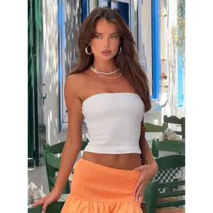 Baseline Strapless Rib Top White