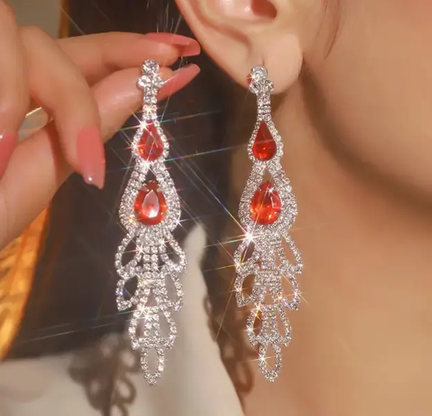 Beautiful Rhinestone Earrings-51 Percent of Profits goes to Save the Children USA, which feeds starving children around the world