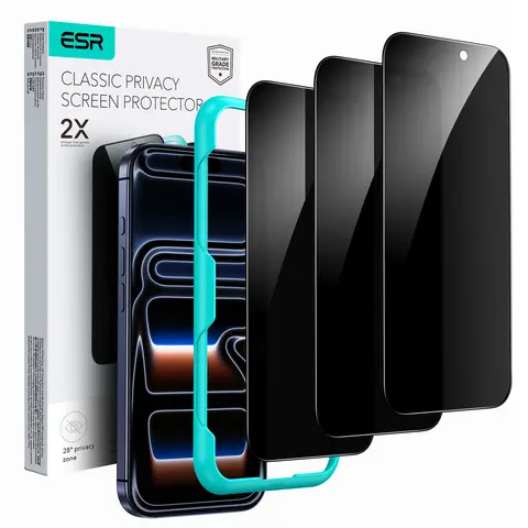 ESR 3 Pack for iPhone 18 17 Pro Max /Pro(iPhone 18/17/16/15 All Models)Screen Protector, [9H Hardness] [Military Grade Shatterproof] Full Coverage Tempered Glass Film with Easy Installation Tool, HD Clear, Scratch Resistant