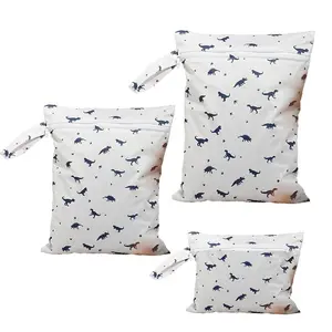 Dinosaur Pattern Diaper Bag, 3 Counts/set Waterproof Diaper Bag, Multi-color Storage Travel Bag for Outdoor, Travel Diaper Tote