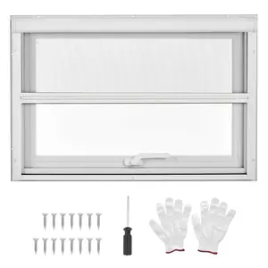 GARVEE House Window 36 x 24 x 3.4 Inch , 4 Gear Opening Position Adjustment Roof Window, 5 Mm Reinforced Glass Casement Window with Pull Down Magnetic Mesh, Sliding Window for House