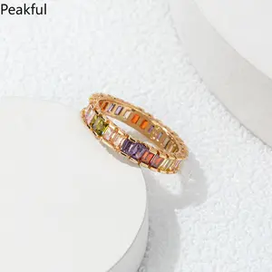 Original Cocktail Party Rings 2026 New Trend Luxury Crystal Jewelry Charm Pink Flower Gold Geometric Crystal Ring Gift for Women