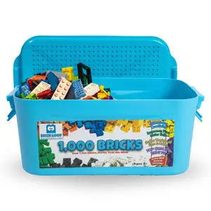 BRICK LOOT 1000 Bricks with Storage Bin - 100% Compatible with LEGO - 70 Bonus Bricks - Quality ABS Plastic - Great Variety of Colors & Sizes - Ideal for Building & Collection