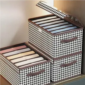 2-Pack Flip-Top Wardrobe Storage Boxes, Foldable Storage Baskets, Wardrobe Clothes and Socks Organizer, Sundries Storage Box, Under-Bed Storage Box