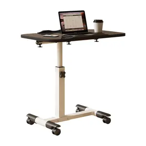 Black Foldable Standing Desk with Wheels, 27.2-35.4" Height Adjustable Mobile Overbed Tables, Metal Frame Portable Laptop Desk Bedroom Aids Hospital Bed Table for Home Hospital