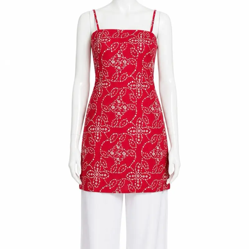 Women's Square Neck Kurti Top, Crisscross Back Design, Womenswear Camisole