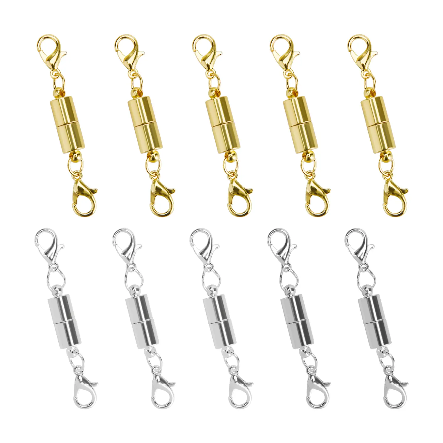 10 Pcs Gold and Silver Color Tone Magnetic Lobster Clasp for Jewelry Necklace Bracelet