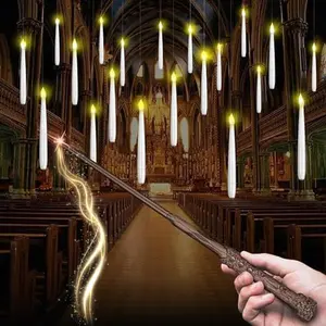 MAMXUAN, Flameless Floating Candles with Wand Remote,10PCs Magic Hanging Candles,Flickering Warm Light Flameless Floating LED Candle for Home Christmas Halloween Wedding Birthday Party Decorations (10 Pcs)
