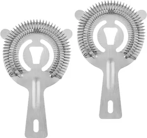 Strainer Bar Tools - 2 count Bar Strainer with High Density Spring, Stainless Steel Bartender Accessories for Filtering  Drink, Professional Bartending Tools with Filter for