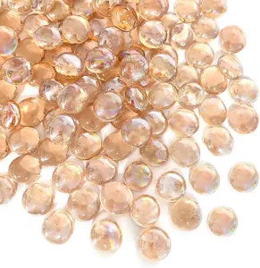 10 lbs Pink Flat Glass Beads Pebbles for Fire Pit, Decorative Glass Rocks for Vase, Aquarium, Fountains, Crafts, Centerpieces and Home Decor