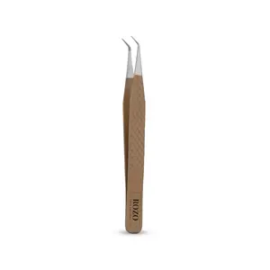 ROZO Isolation Tweezer for Eyelash Extension - Precision Tool for Professional Use - Brown Handle with Stainless Steel Tips